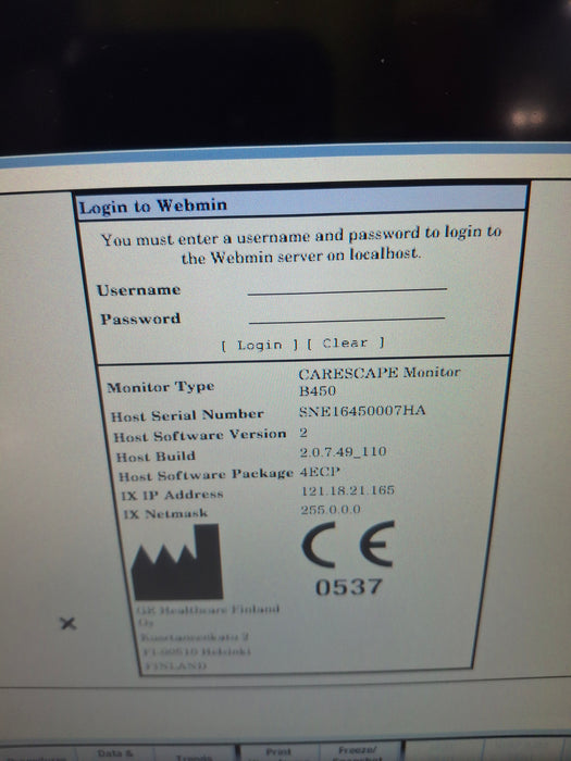 GE Healthcare Carescape B450 Emergency Care Patient Monitor