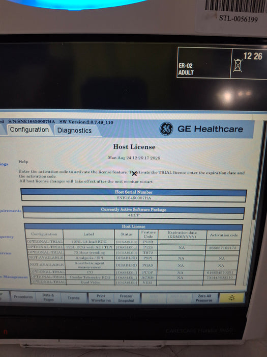 GE Healthcare Carescape B450 Emergency Care Patient Monitor