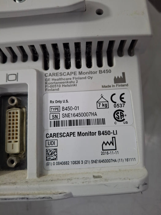 GE Healthcare Carescape B450 Emergency Care Patient Monitor