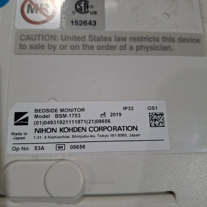 Nihon Kohden BSM-1753 Life Scope PT Transport Patient Monitor