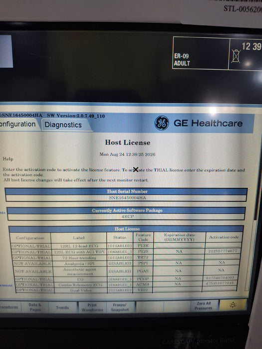 GE Healthcare Carescape B450 Emergency Care Patient Monitor