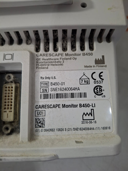 GE Healthcare Carescape B450 Emergency Care Patient Monitor