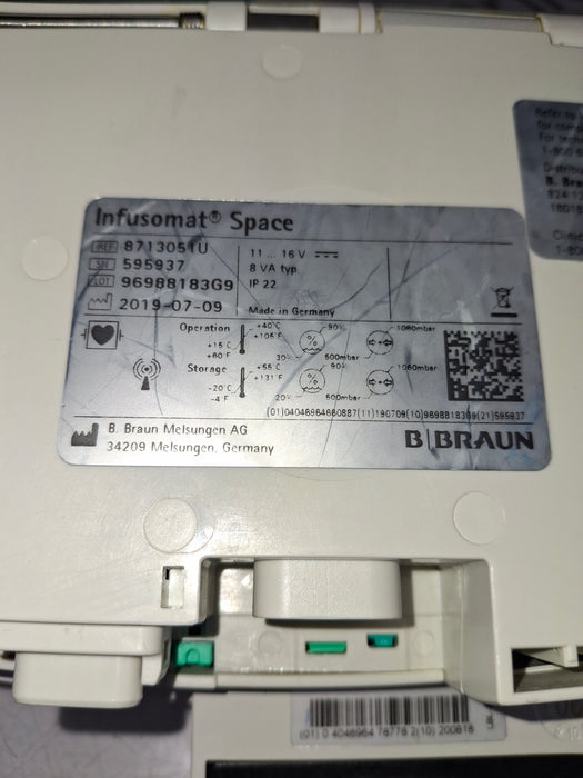 B. Braun Infusomat Space w/Pole Clamp Infusion Pump