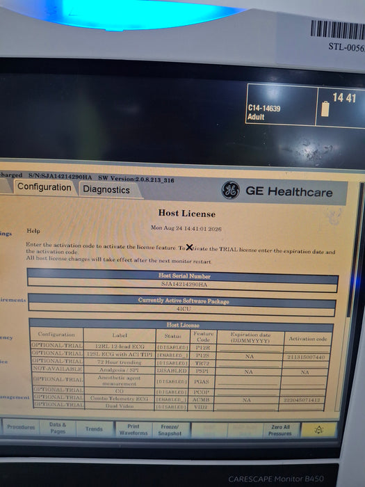 GE Healthcare Carescape B450 Critical Care Patient Monitor