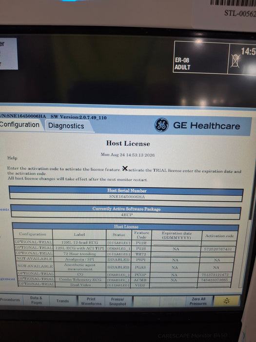 GE Healthcare Carescape B450 Emergency Care Patient Monitor