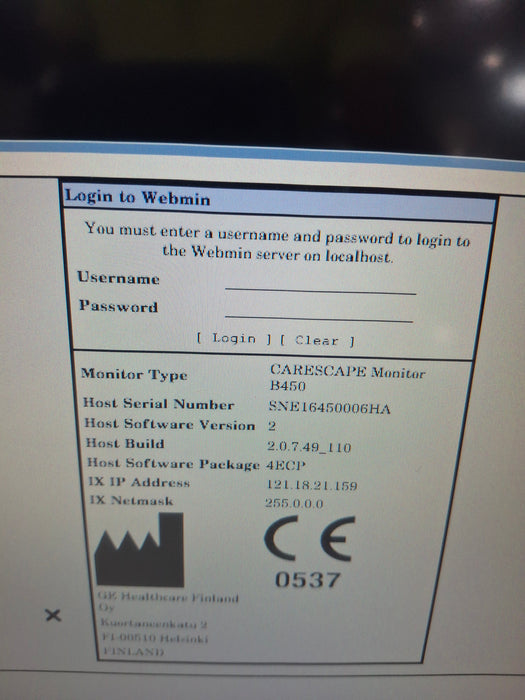 GE Healthcare Carescape B450 Emergency Care Patient Monitor
