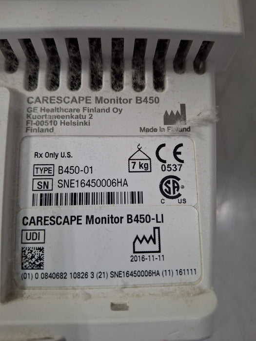 GE Healthcare Carescape B450 Emergency Care Patient Monitor