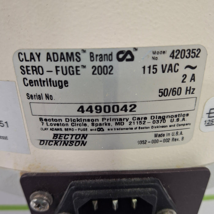 Clay Adams 420352 Sero-fuge 2002 2-Speed Centrifuge