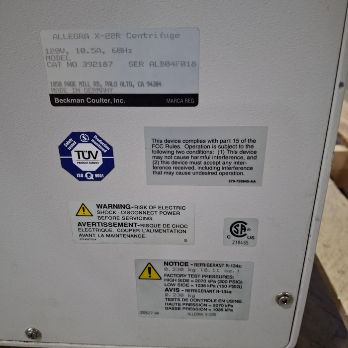 Beckman Coulter Allegra X-22R Centrifuge