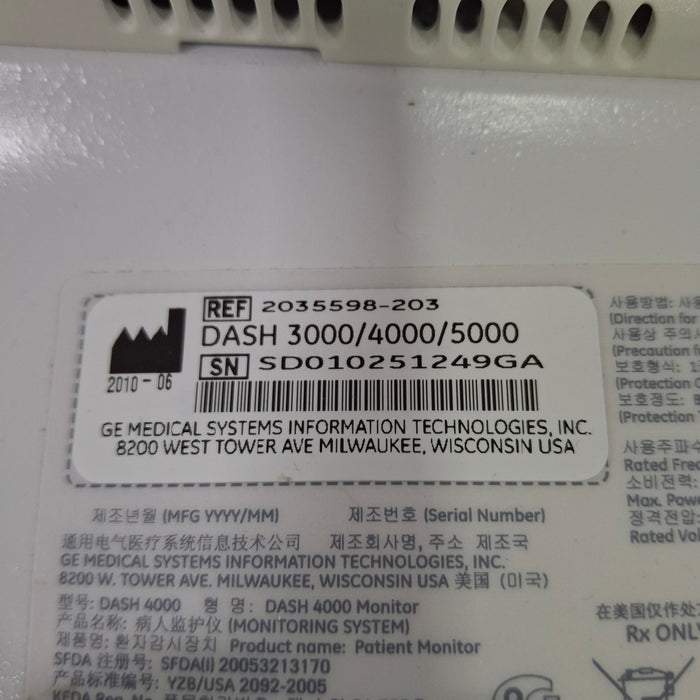 GE Healthcare Dash 4000 - GE/Nellcor SpO2 Patient Monitor