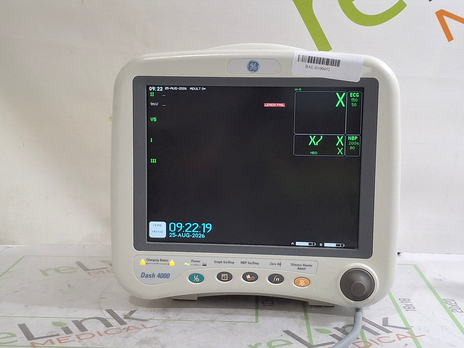GE Healthcare Dash 4000 - GE/Nellcor SpO2 Patient Monitor
