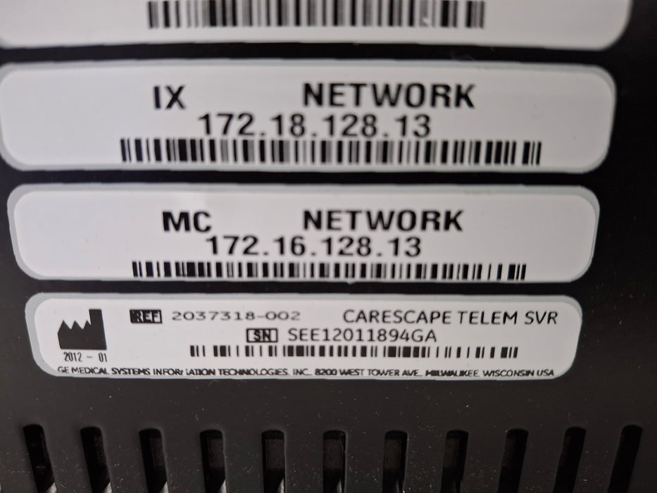 GE Healthcare MP100R Telemetry Server