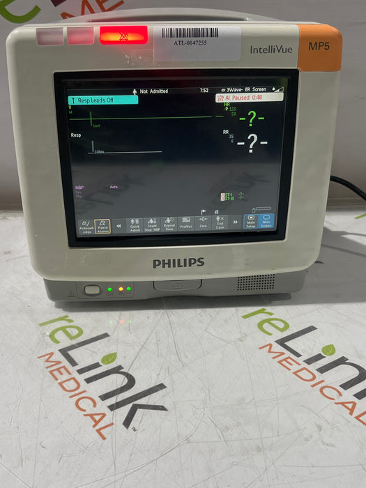 Philips Intellivue MP5 - ECG, SpO2, NBP, CO2 Patient Monitor
