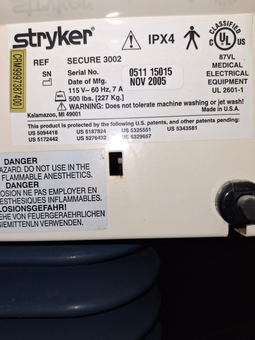Stryker Secure II 3002 Hospital Bed