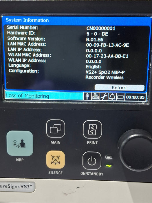 Philips SureSigns VS2+ Vital Signs Monitor