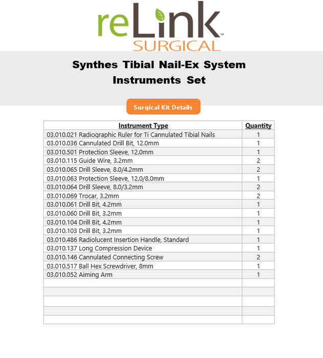 Synthes, Inc. Titanium Cannulated Tibial Nail-EX Opening & Insertion Instrument