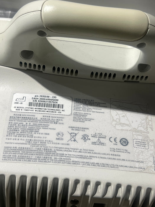 GE Healthcare Dash 4000 - Masimo SpO2 Patient Monitor