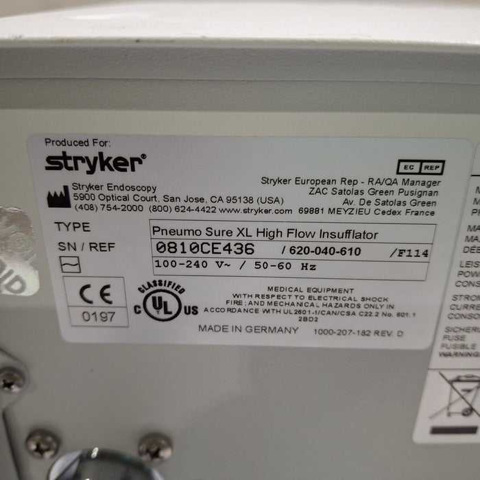 Stryker 620-040-610 Pneumo Sure XL High Flow Insufflator
