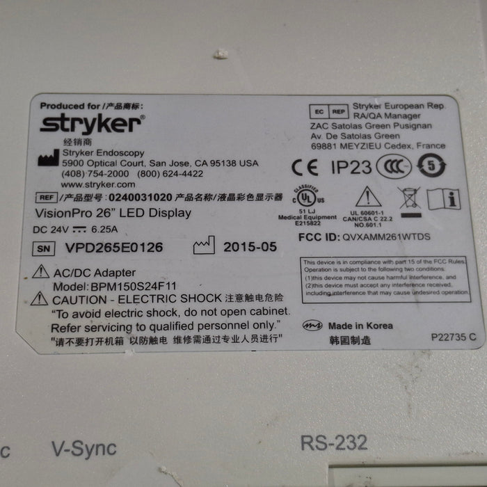 Stryker VisionPro 26" LED Display Monitor