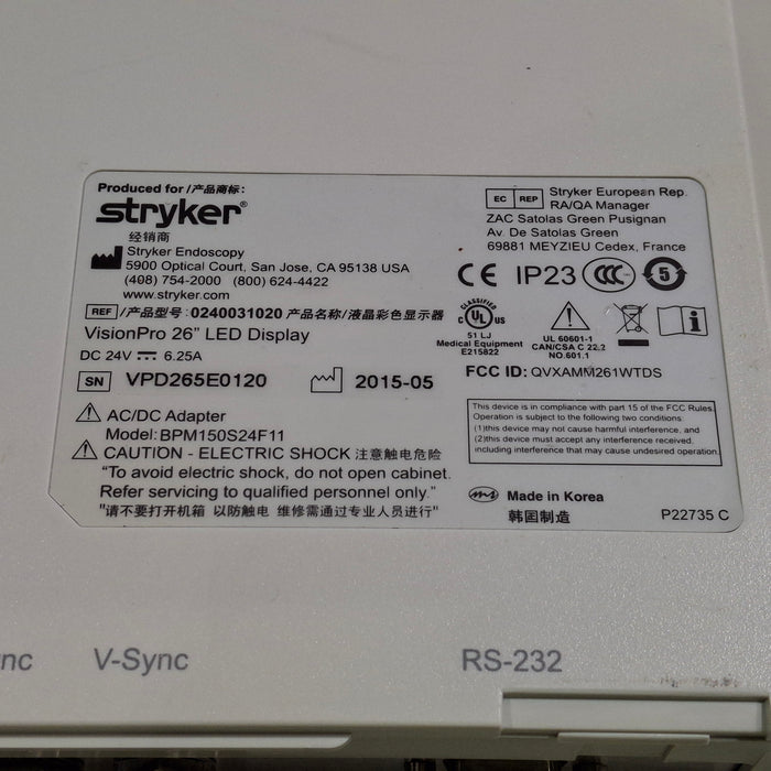Stryker VisionPro 26" LED Display Monitor