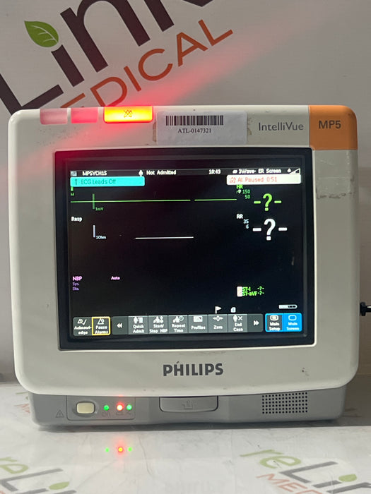 Philips Intellivue MP5 - ECG, Fast SpO2, NIBP Patient Monitor