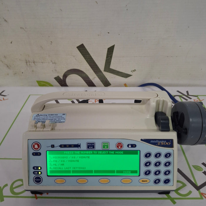 Smiths Medical Medfusion 3500 Version 3 Syringe Infusion Pump