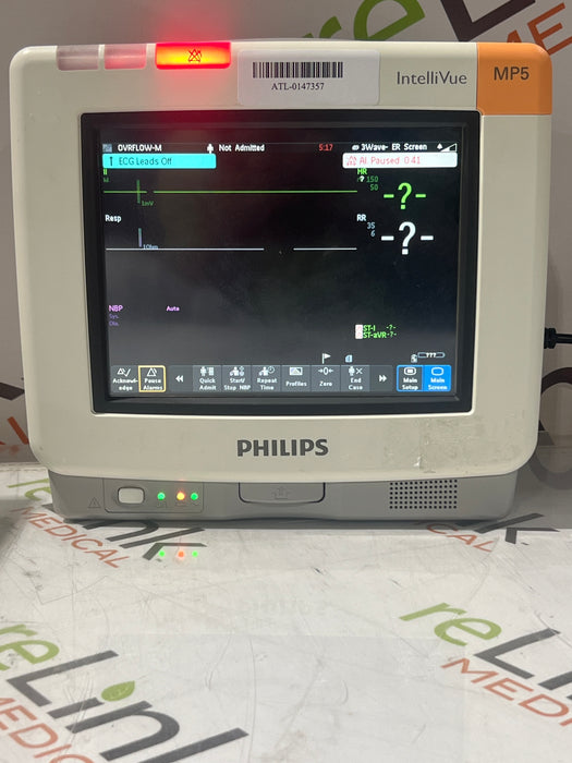 Philips Intellivue MP5 - ECG, Fast SpO2, NIBP Patient Monitor