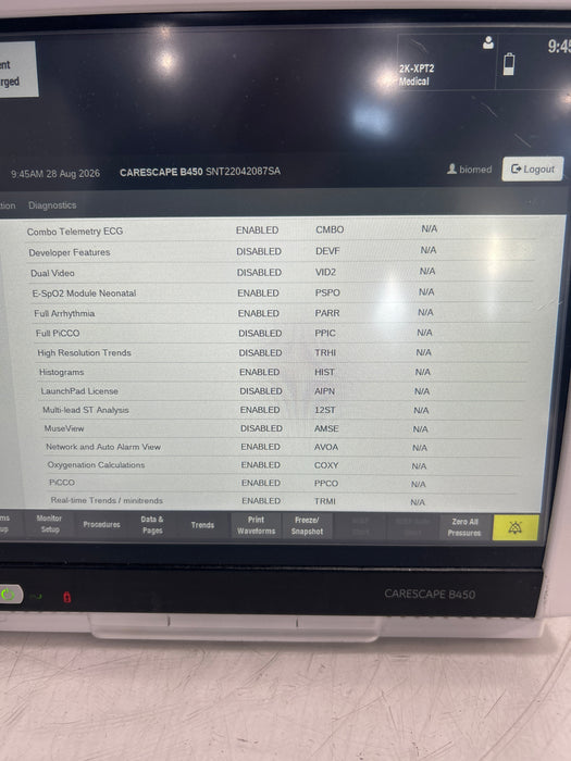 GE Healthcare Carescape B450 Critical Care Patient Monitor