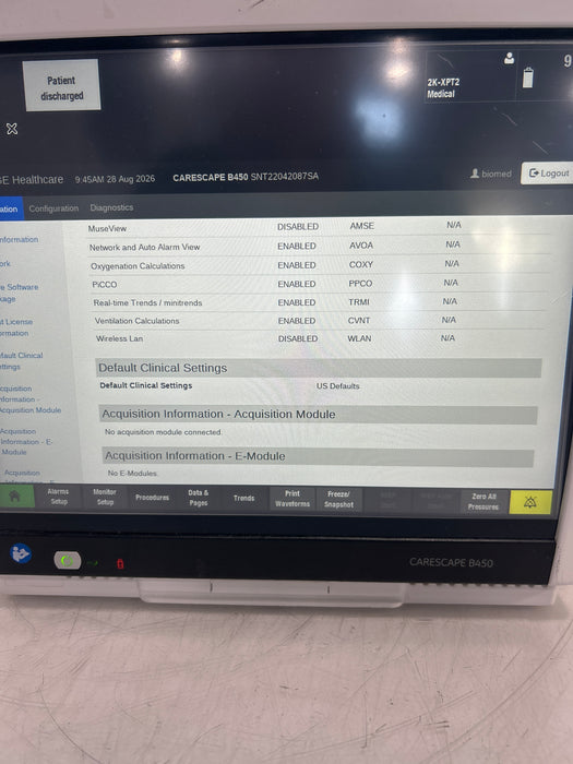 GE Healthcare Carescape B450 Critical Care Patient Monitor