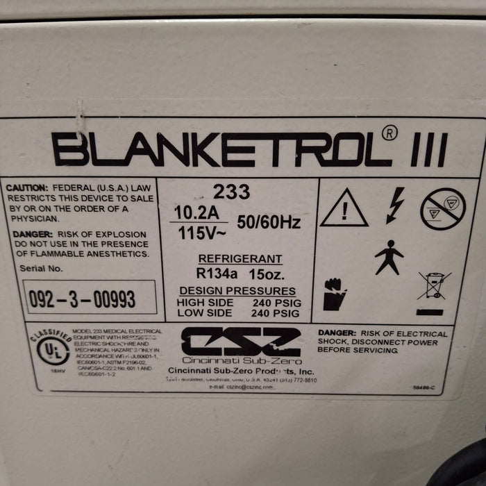 Cincinnati Sub-Zero CSZ Blanketrol III Hypothermia Unit