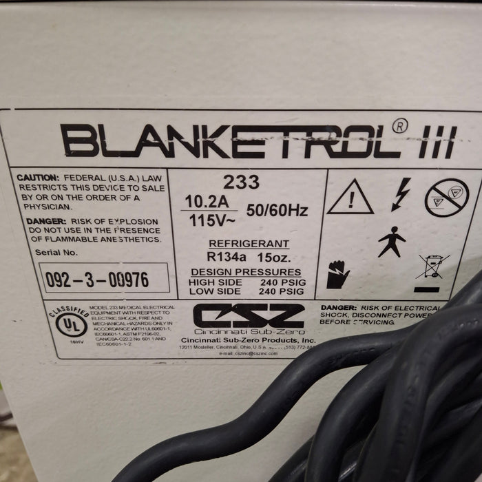 Cincinnati Sub-Zero CSZ Blanketrol III Hypothermia Unit