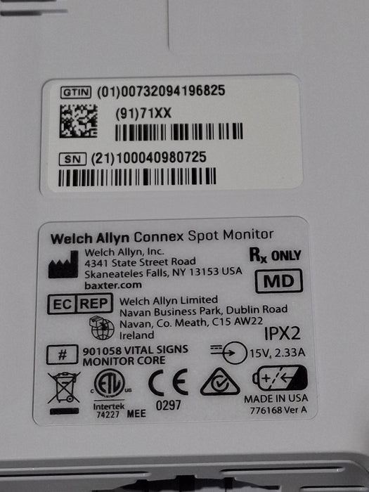 Welch Allyn Connex Spot Base Model Monitor