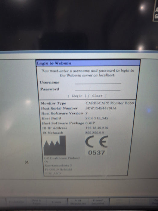 GE Healthcare Carescape B650 Anesthesia Care Patient Monitor