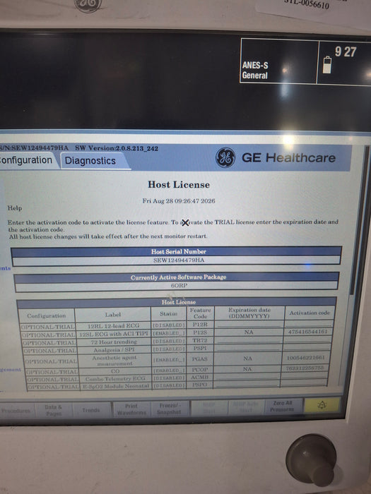 GE Healthcare Carescape B650 Anesthesia Care Patient Monitor