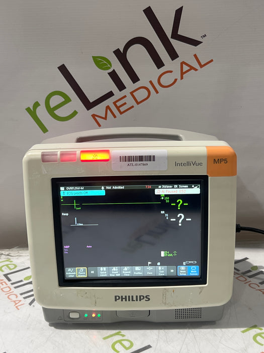 Philips Intellivue MP5 - ECG, Fast SpO2, NIBP Patient Monitor
