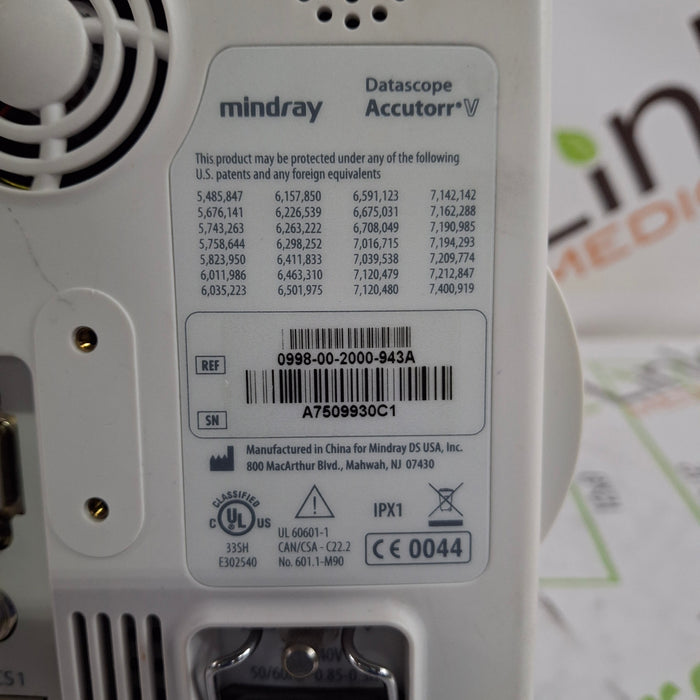Mindray Datascope Accutorr V Vital Signs Monitor