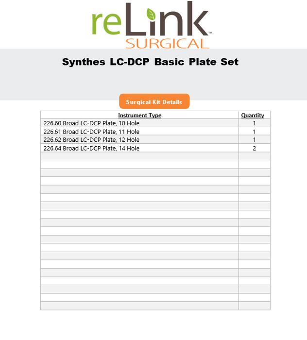 Synthes, Inc. LC-DCP Plates Limited Contact Dynamic Compression Plate