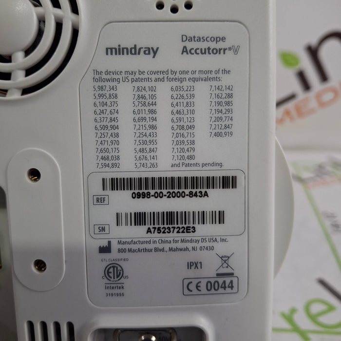 Mindray Datascope Accutorr V Vital Signs Monitor