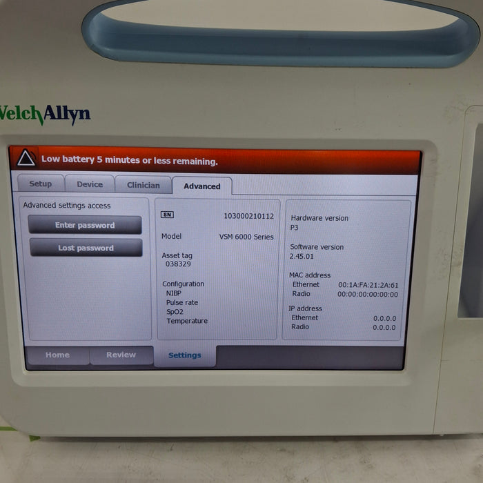 Welch Allyn Connex 6300 63MTXX Vital Signs Monitor
