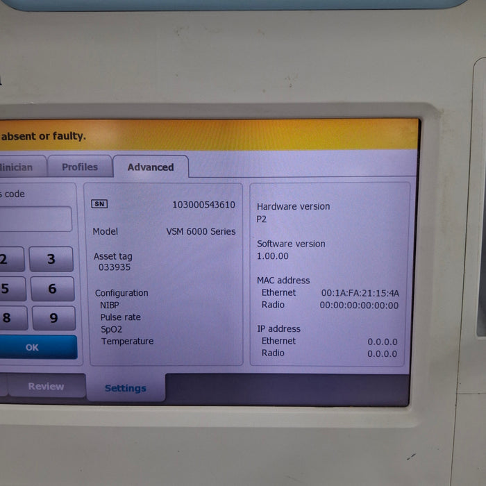 Welch Allyn Connex 6300 63NTPX Vital Signs Monitor