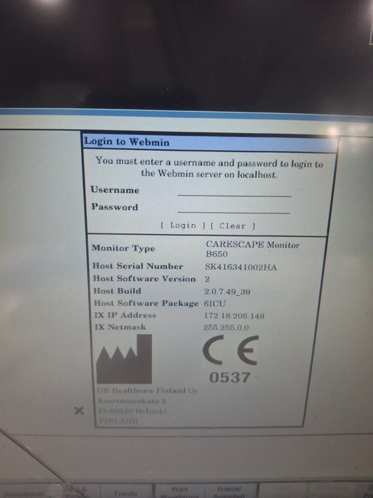 GE Healthcare Carescape B650 Critical Care Patient Monitor