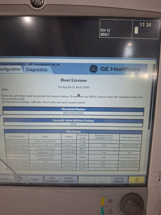 GE Healthcare Carescape B650 Critical Care Patient Monitor