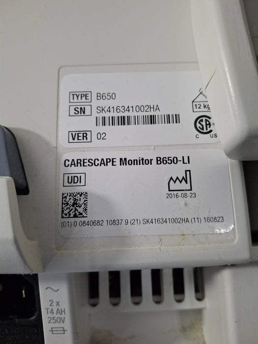 GE Healthcare Carescape B650 Critical Care Patient Monitor