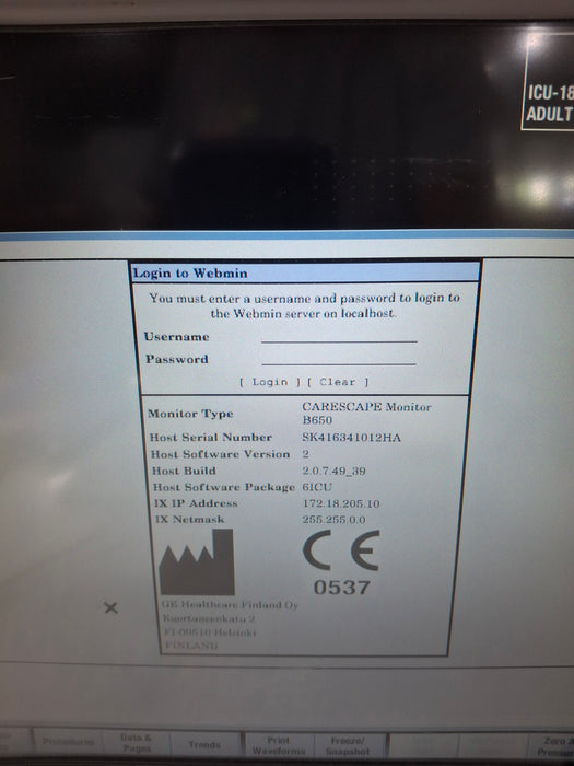 GE Healthcare Carescape B650 Critical Care Patient Monitor