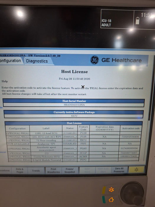 GE Healthcare Carescape B650 Critical Care Patient Monitor
