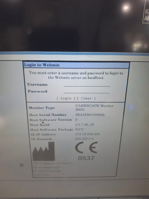 GE Healthcare Carescape B650 Critical Care Patient Monitor