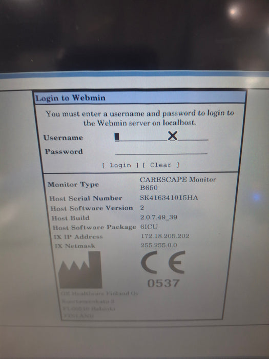 GE Healthcare Carescape B650 Critical Care Patient Monitor
