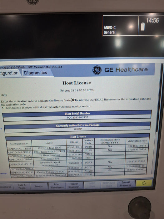 GE Healthcare Carescape B650 Anesthesia Care Patient Monitor