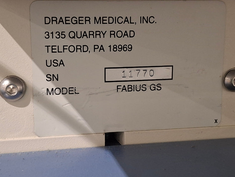 Draeger Medical Fabius GS Anesthesia Machine