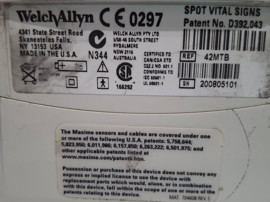 Welch Allyn Spot 420 - NIBP, Temp, Masimo SpO2 Vital Signs Monitor